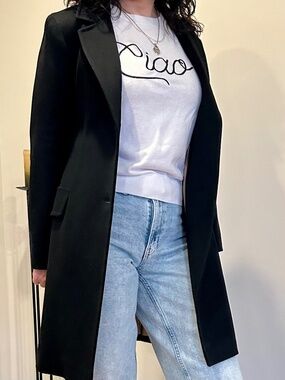 Fleurette Size 0 Black 100% Wool Coat | Loro Piana Italian Fabric | Like New
